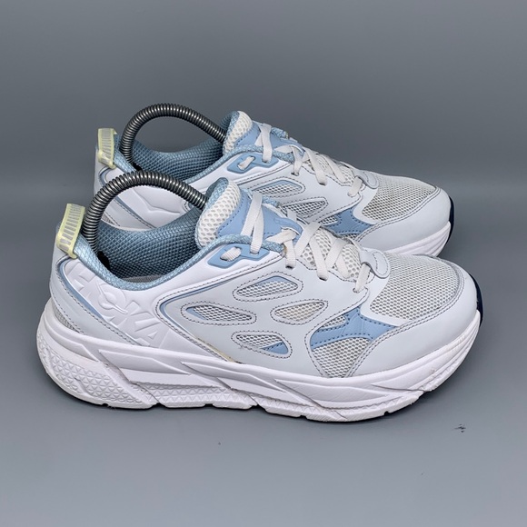 Hoka One One U Clifton L White Blue Running Shoes Women’s Sz 8.5 - Picture 1 of 10